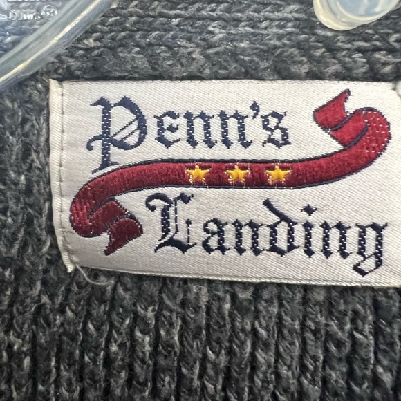 PENN’S LANDING MENS VINTAGE BUTTON UP SWEATER, SIZE LARGE 100% COTTON. - Picture 4 of 8